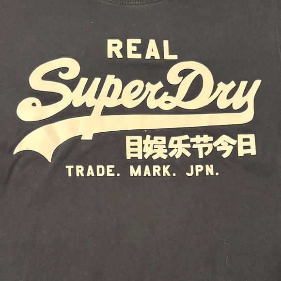 Superdry Men's Black T-Shirt with White Print - Picture 2 of 3